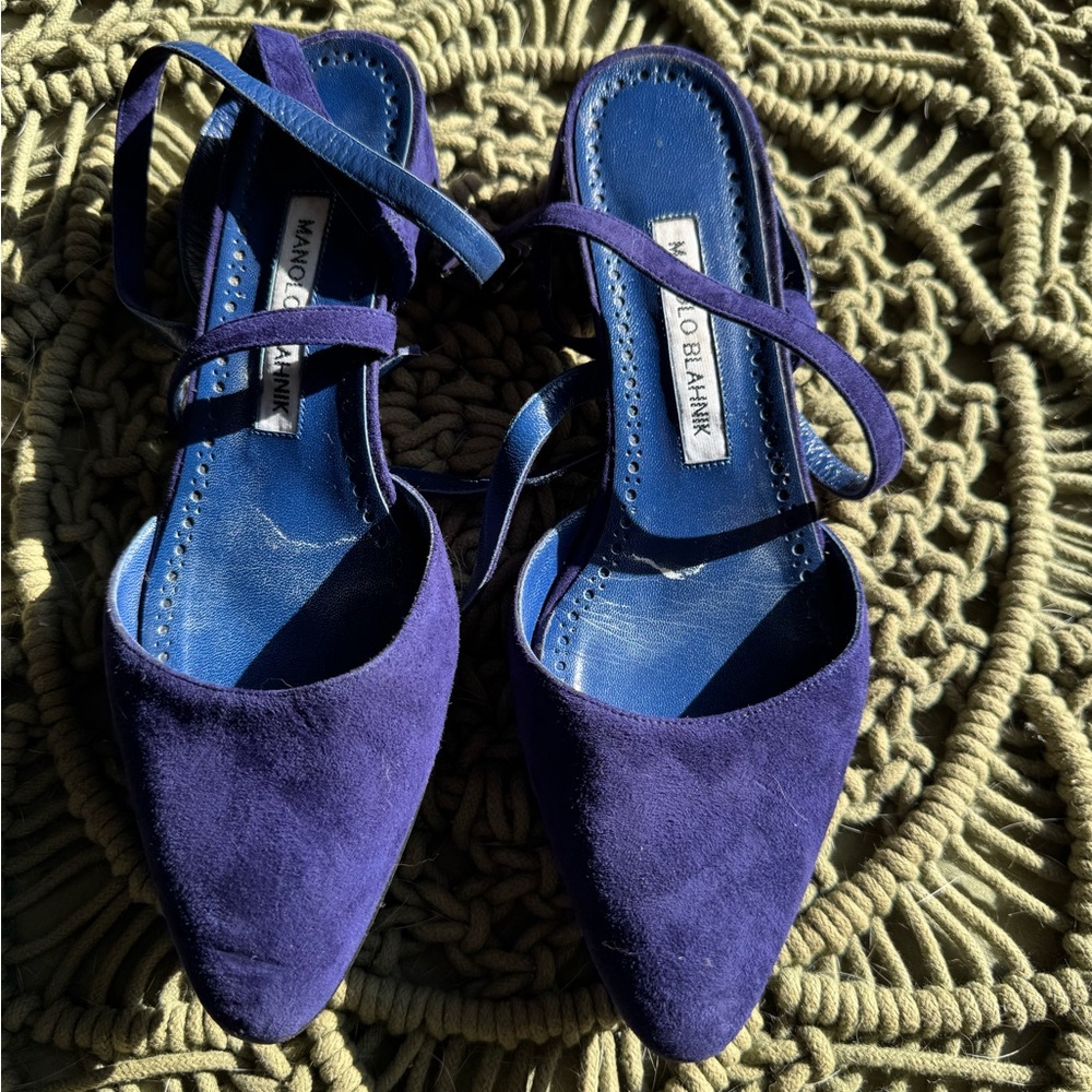 Manolo Blahnik Royal Blue Suede Heels